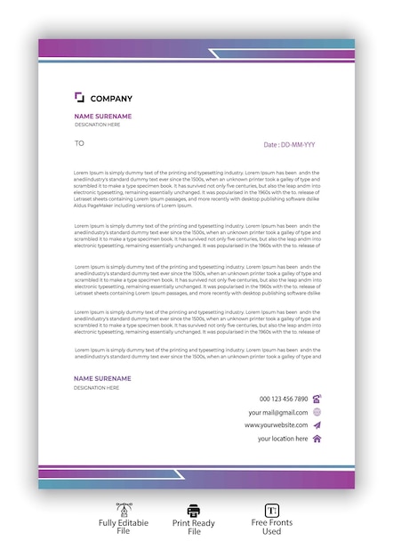Plantilla de diseño de membrete de negocios