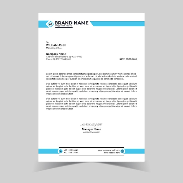 Plantilla de diseño de membrete nuevo y único creativo Diseño de membrete de tamaño A4 carta profesional