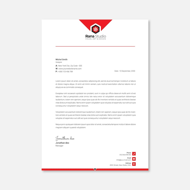 Plantilla de diseño de membrete profesional