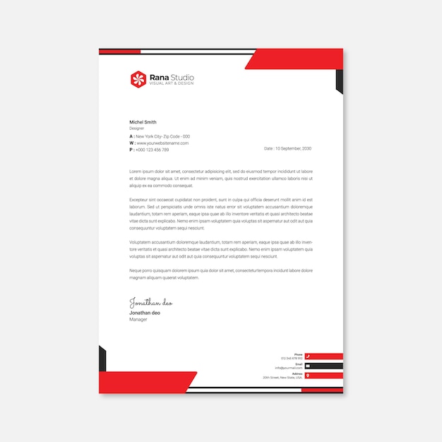Plantilla de diseño de membrete profesional