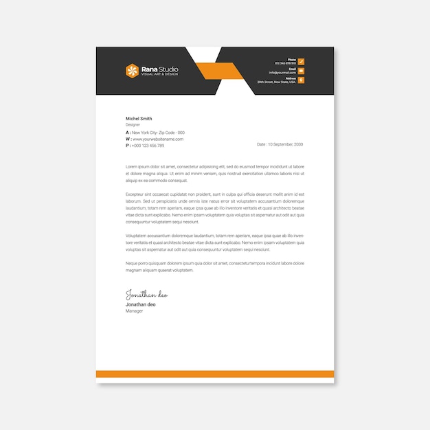 Plantilla de diseño de membrete profesional