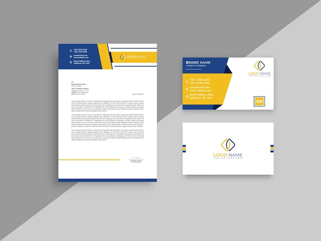 Plantilla de diseño de membrete y tarjeta de visita de estilo limpio