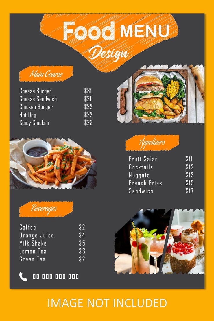 plantilla de diseño de menú de comida deliciosa