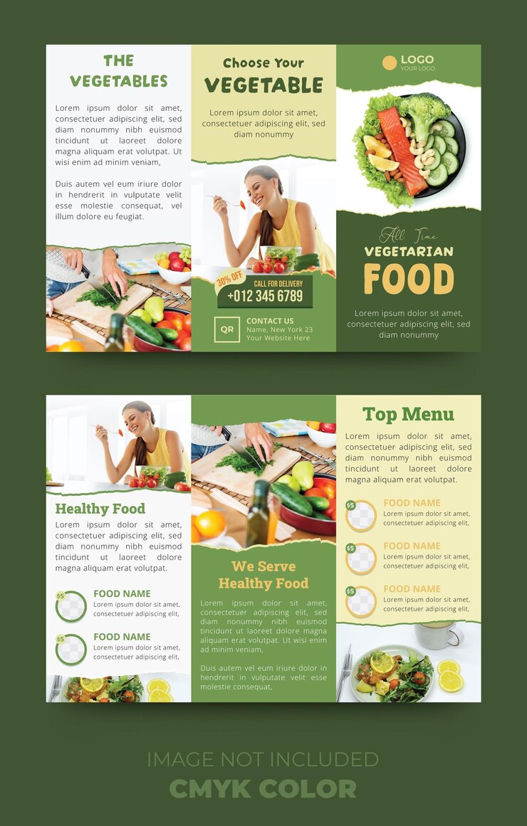 Vector plantilla de diseño de menú de comida rápida para restaurante trifold