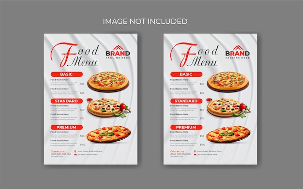Plantilla de diseño de menú de comida de restaurante con folleto de cartel de diseño publicitario