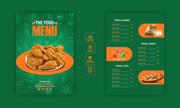 Vector plantilla de diseño de menú de comida para restaurante con gradiente de diseño único