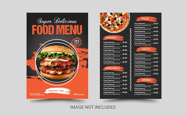 Vector plantilla de diseño de menú de comida de restaurante
