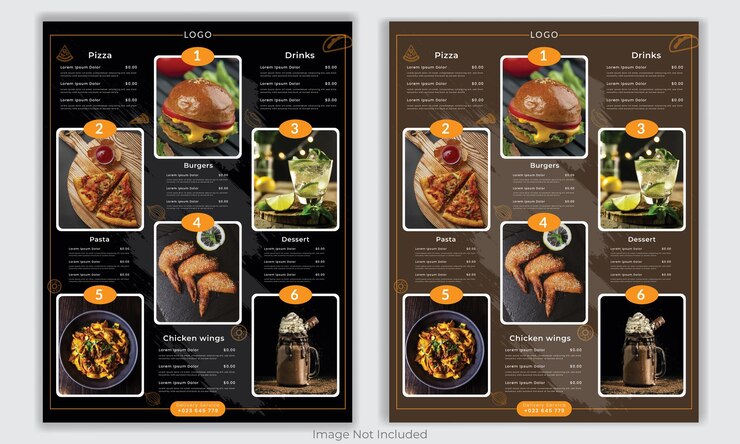 Vector plantilla de diseño de menú de comida de restaurante