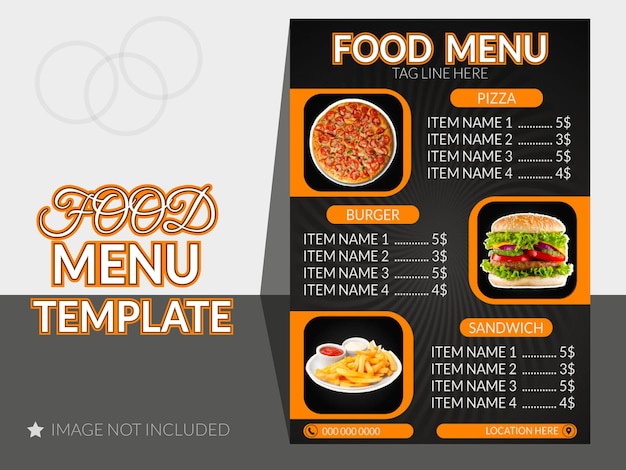 Plantilla de diseño de menú de comida de restaurantes