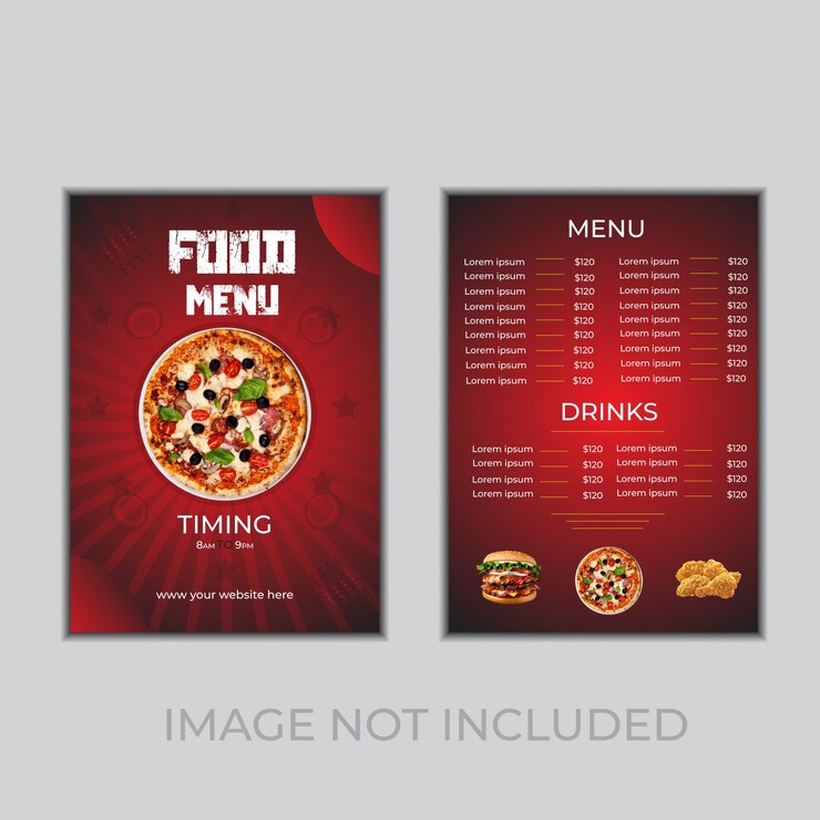 plantilla de diseño de menú de comida vectorial hermosa gratuita