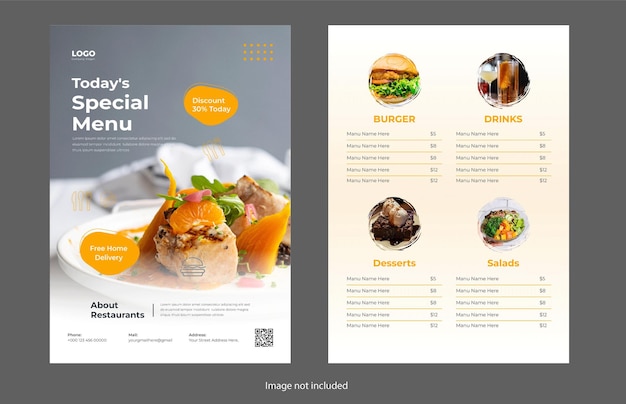 plantilla de diseño de menú de comida vectorial hermosa gratuita