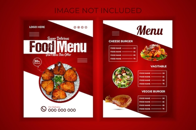 plantilla de diseño de menú de comida vectorial hermosa gratuita