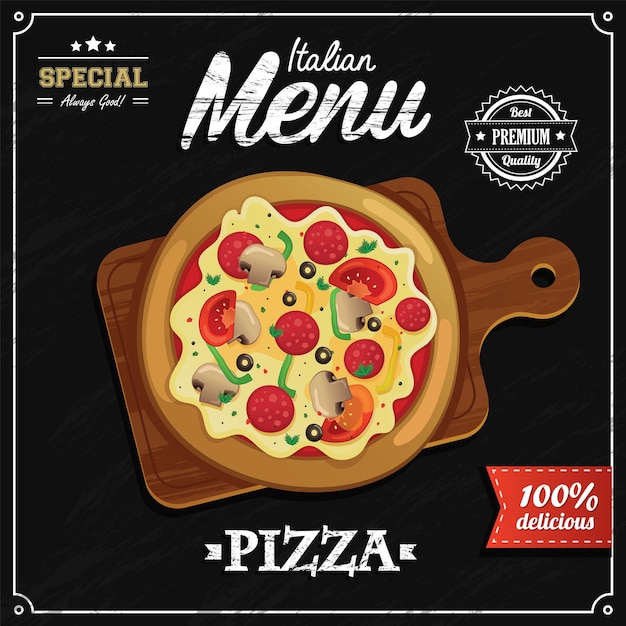 Plantilla de diseño de menú de pizza italiana