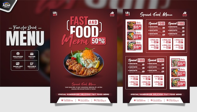 Plantilla de diseño de menú de restaurante de comida rápida para promoción