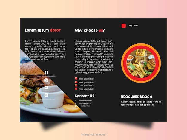Plantilla de diseño de menú de restaurante de folleto triplete