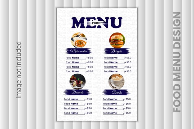 plantilla de diseño de menú de restaurante única y atractiva