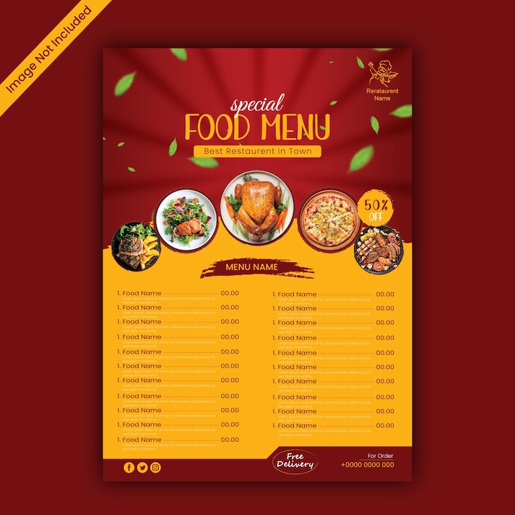 plantilla de diseño de menú de restaurante