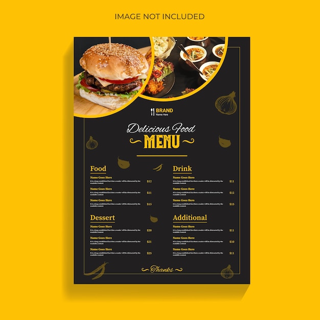 plantilla de diseño de menú de servicio de alimentos de restaurantes