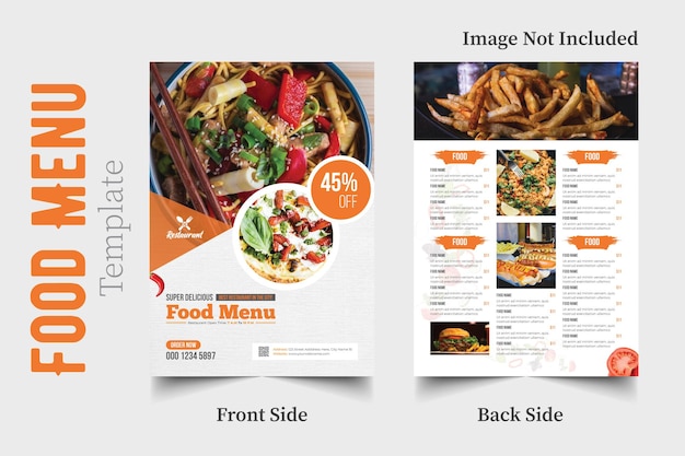 Plantilla de diseño de menú y volante de comida de restaurante