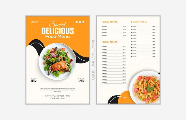 plantilla de diseño de menús de restaurantes modernos de comida rápida