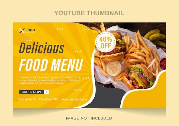 Plantilla de diseño de miniatura de youtube de revisión de comida asiática casera