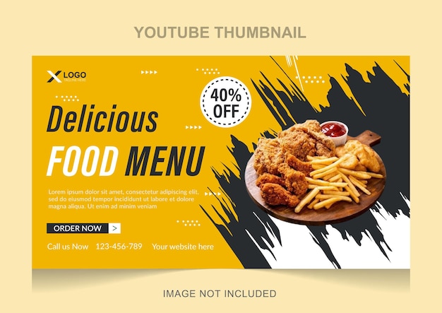 Plantilla de diseño de miniatura de youtube de revisión de comida asiática casera