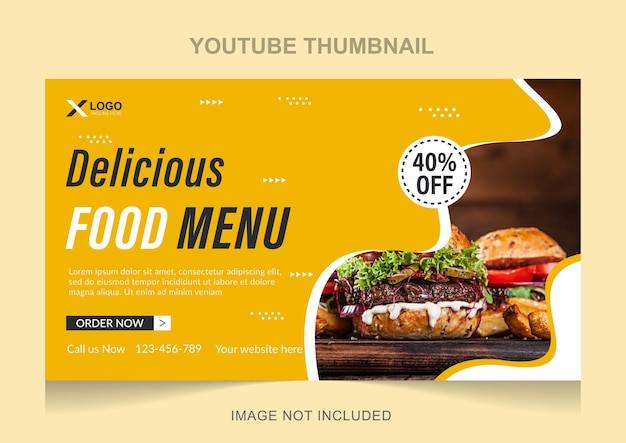 Plantilla de diseño de miniatura de youtube de revisión de comida asiática casera