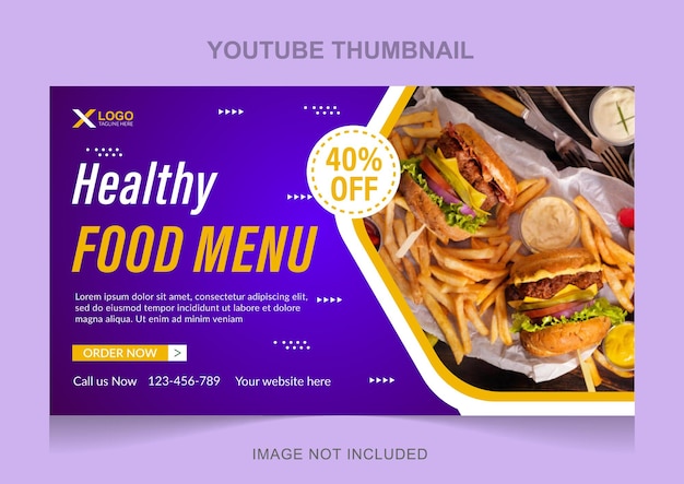 Plantilla de diseño de miniaturas de youtube de menú de comida asiática fresca y sabrosa