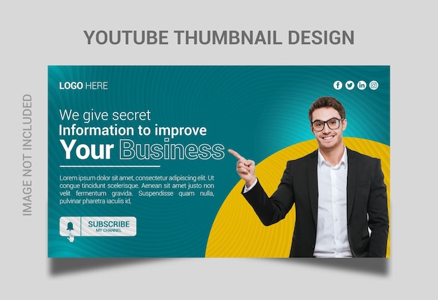 plantilla de diseño de miniaturas de YouTube vectorial con atractivo y creativo para el canal de negocios