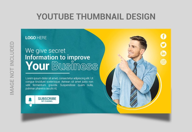 plantilla de diseño de miniaturas de YouTube vectorial con atractivo y creativo para el canal de negocios