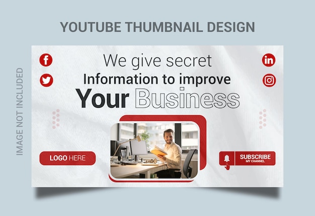 plantilla de diseño de miniaturas de YouTube vectorial con atractivo y creativo para el canal de negocios