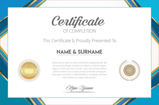 Plantilla de diseño moderno certificado o diploma