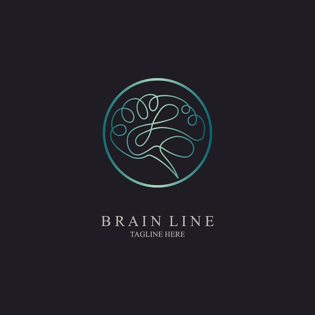 plantilla de diseño moderno de estilo de línea de logotipo de cerebro para marca o empresa y otros