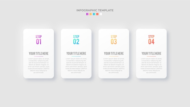 Plantilla de diseño moderno de infografía empresarial de cuatro opciones de 4 pasos