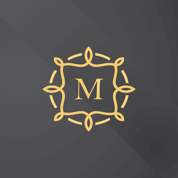 Vector plantilla de diseño de monograma floral dorado, diseño de logotipo lineart, ilustración vectorial