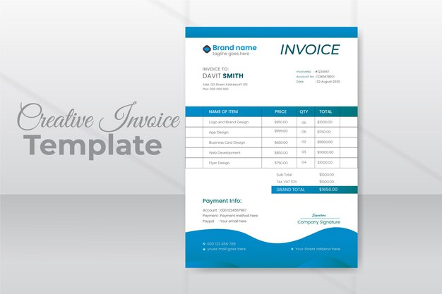 Plantilla de diseño de negocio de factura moderna para su empresa