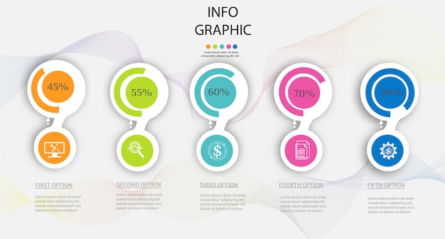 Plantilla de diseño de negocios 5 pasos infográfico gráfico elemento.