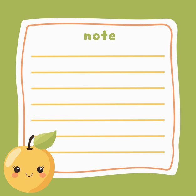 plantilla de diseño de notas de nota de frutas lindas