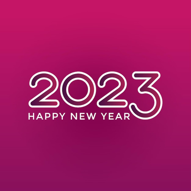 Vector plantilla de diseño de número de celebración de logotipo de texto de feliz año nuevo 2023 vector premium