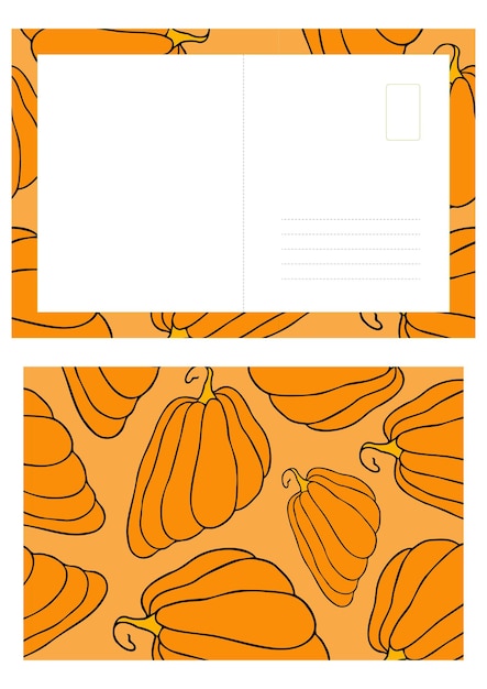 Plantilla de diseño de otoño calabazas dibujadas a mano ilustración vectorial plana