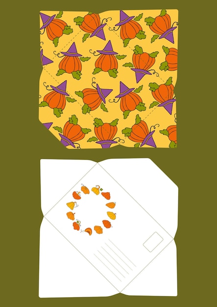 Plantilla de diseño de otoño calabazas dibujadas a mano ilustración vectorial plana