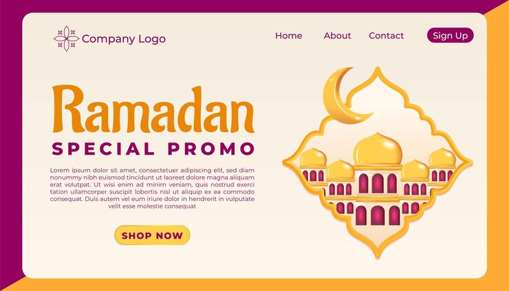 Vector plantilla de diseño de página de aterrizaje promocional especial para el ramadán