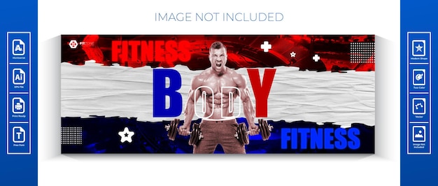 Plantilla de diseño de página de banner web de portada de redes sociales de fitness corporal Vector Premium