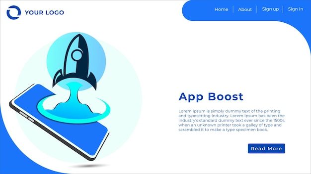 Plantilla de diseño de página de destino de impulso de aplicación de teléfono inteligente