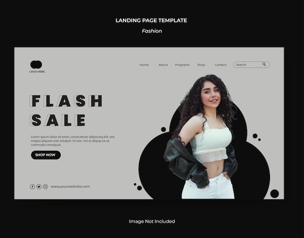 Plantilla de diseño de página de destino de venta flash de moda minimalista