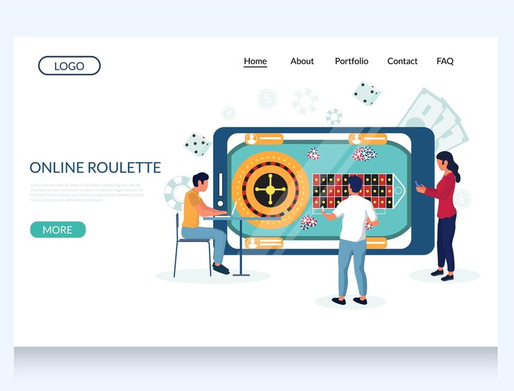 Vector plantilla de diseño de página de inicio de sitio web de vector de ruleta en línea