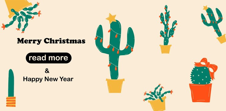 Vector plantilla de diseño de página web cactus de navidad ilustración vectorial para sitio web de cartel banner desarrollar