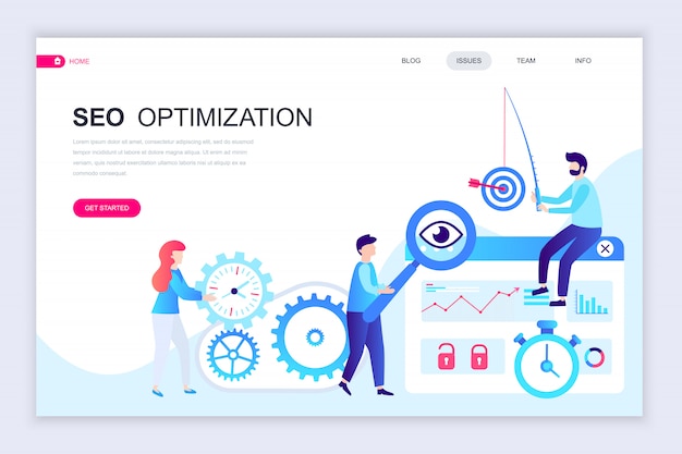Plantilla de diseño de página web plana moderna de seo analysis