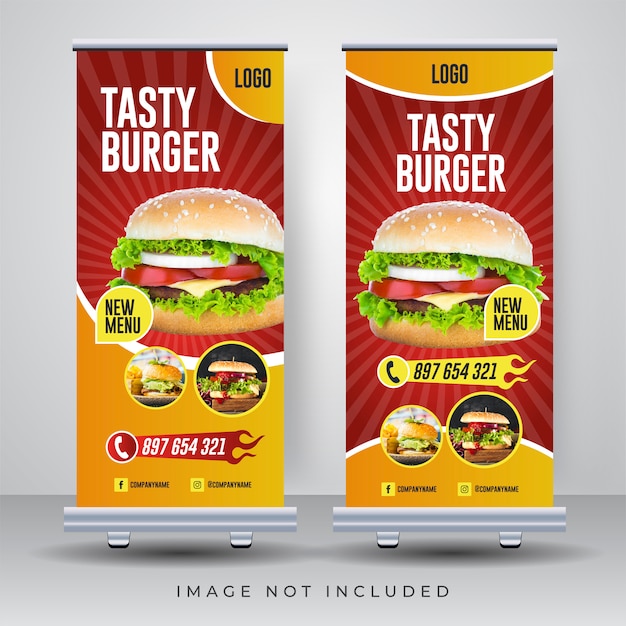 Plantilla de diseño de pancarta enrollable de alimentos
