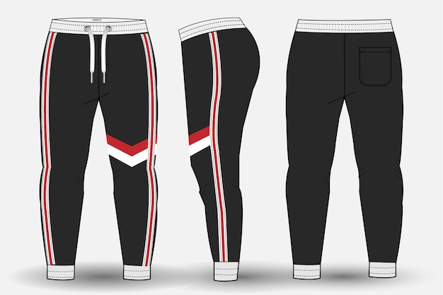 Plantilla de diseño de pantalón de pantalón e ilustración técnica de moda para diseño de pantalones y joggers